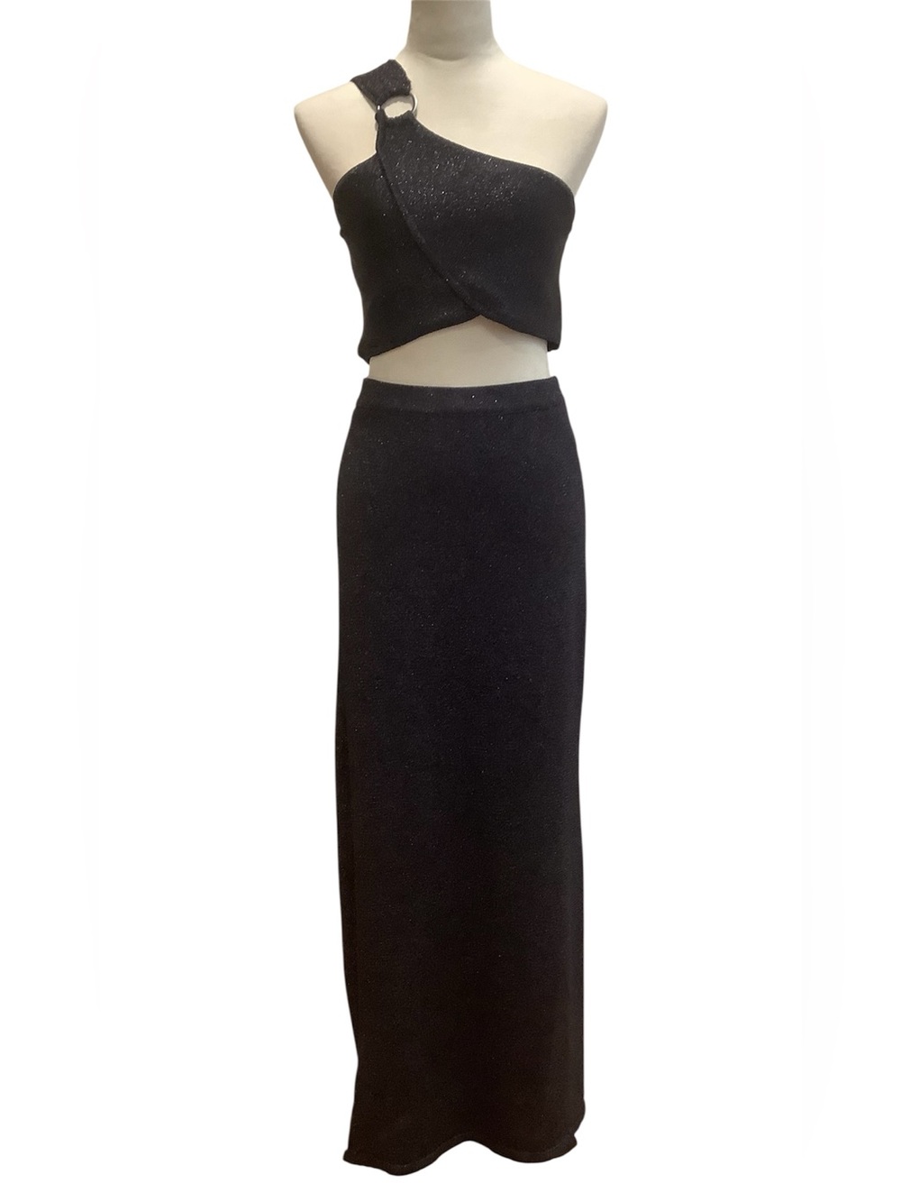 House Of Harlow 1960 Black&Dark Purple Sparkle Maxi Skirt & Bralette Set S, NWT